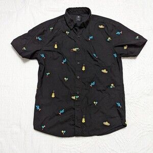 Visive Men's Size Medium Short Sleeve Button Down Cinco De Mayo Theme Shirt